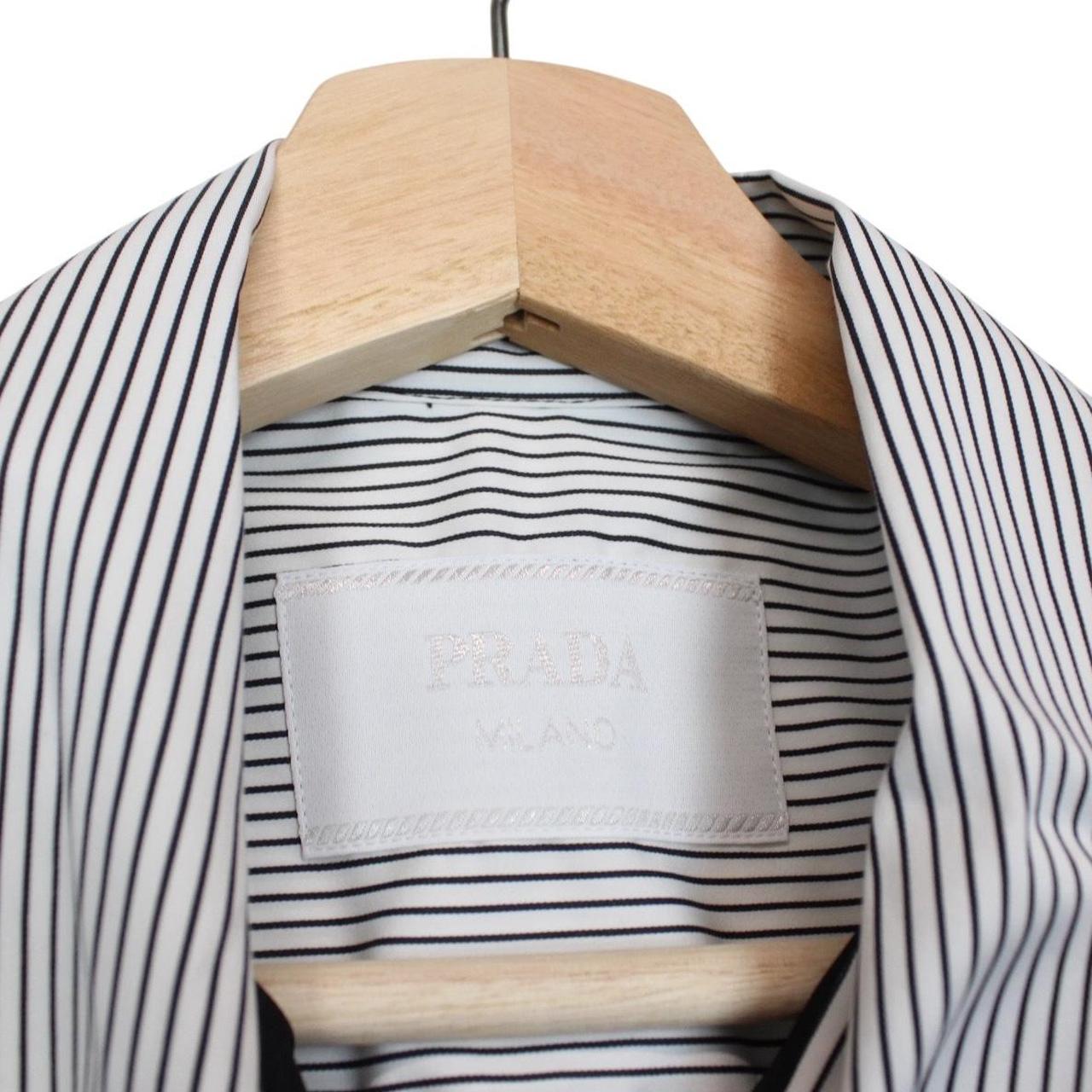 Prada Re-Nylon Stretch Cotton Black and White Hybrid Bowling Shirt