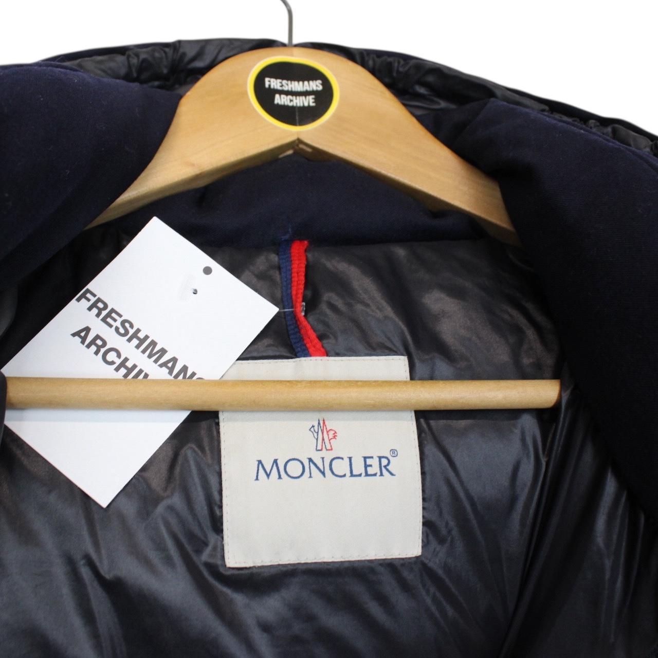 Moncler Montgenevre Navy Blue Full Zip Hooded Wool Down Jacket