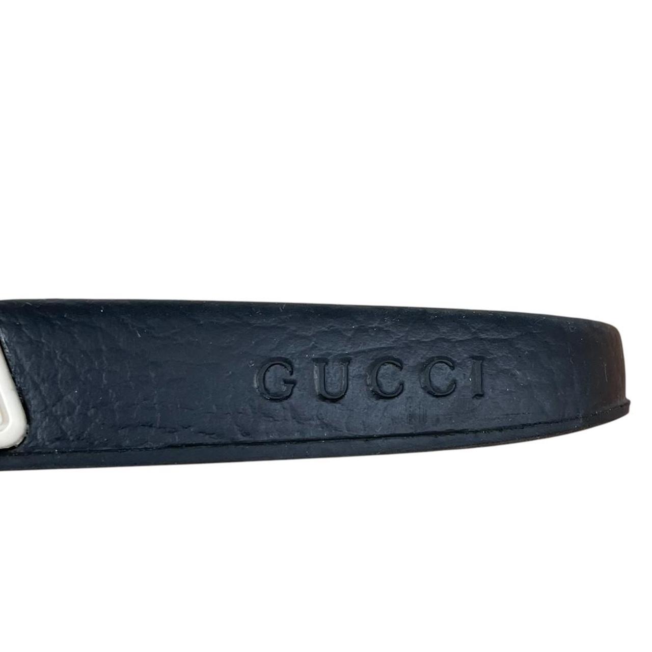 Gucci Ecru Black and Beige Logo Slides