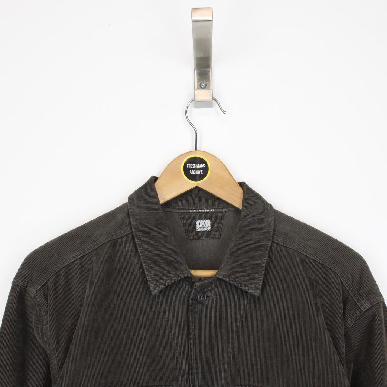 CP Company Olive Green Button Up Lens Corduroy Overshirt