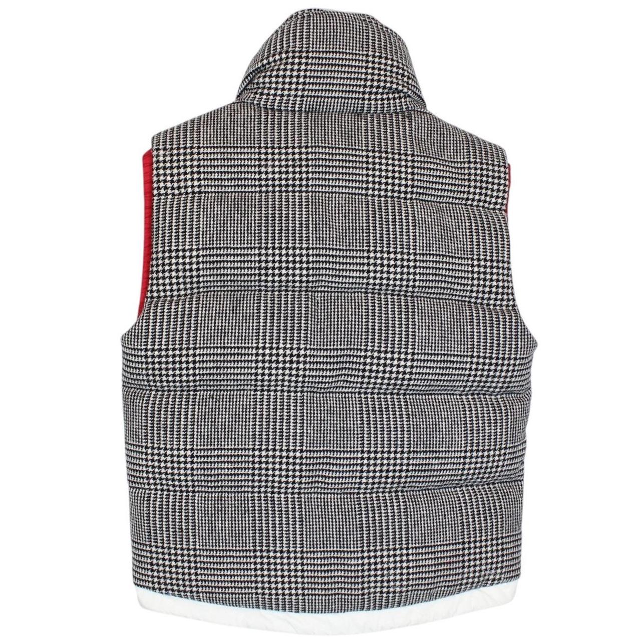 Moncler Black and White Check Jeremie Wool Knit Down Gilet / Bodywarmer Jacket