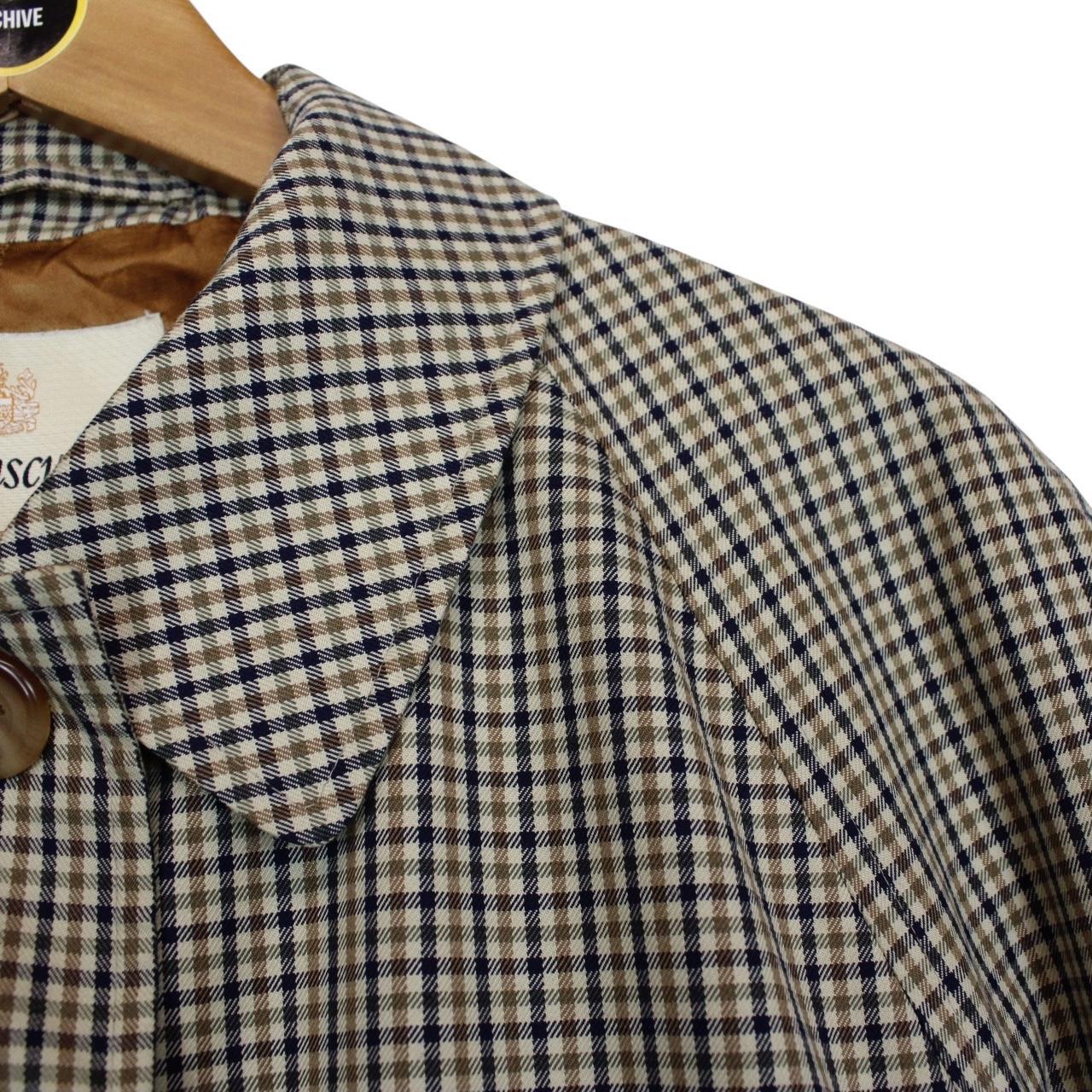 Aquascutum Brown House Check Single Breasted Cotton Coat