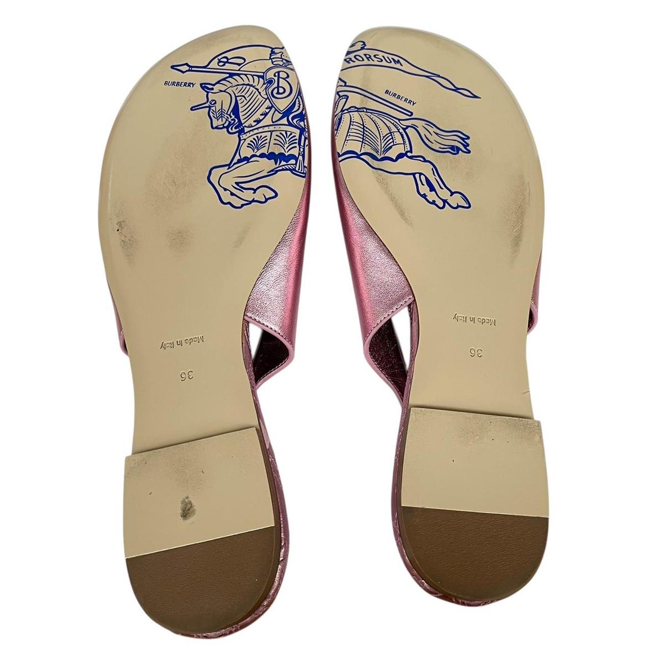 Burberry Metallic Pink Leather Slingback Ballerinas Pumps