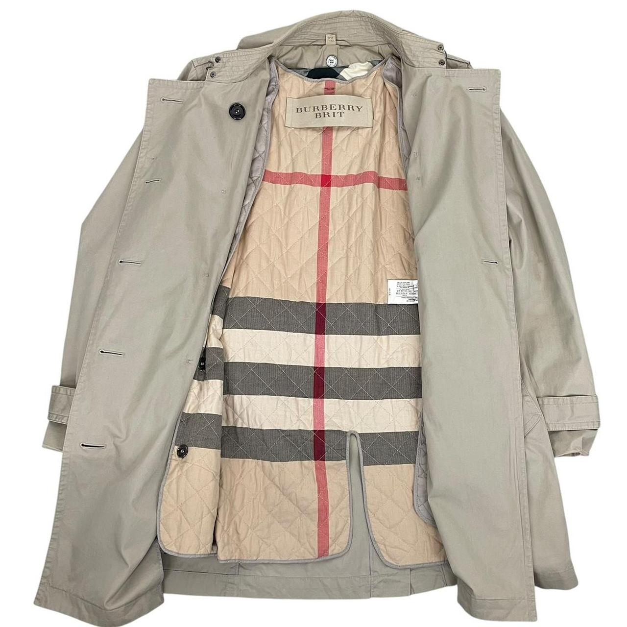 Burberry Brit Beige Nova Check Double Breasted Belted Trench Coat
