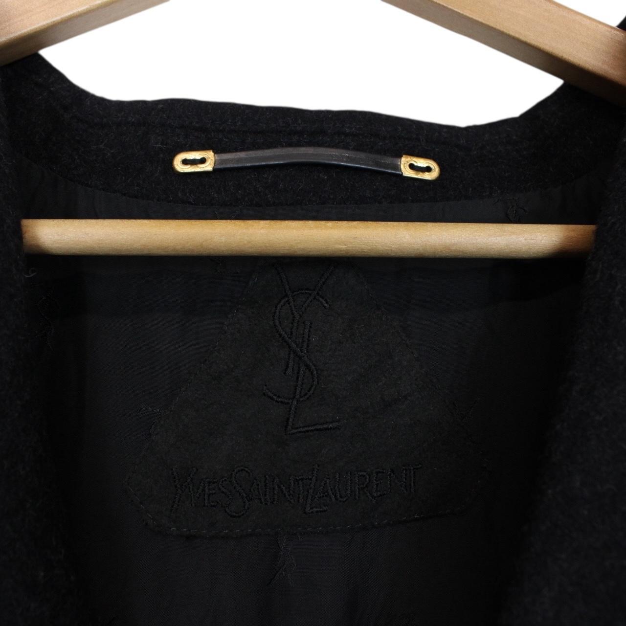 Vintage 90s Yves Saint Laurent Dark Grey Virgin Wool Overcoat