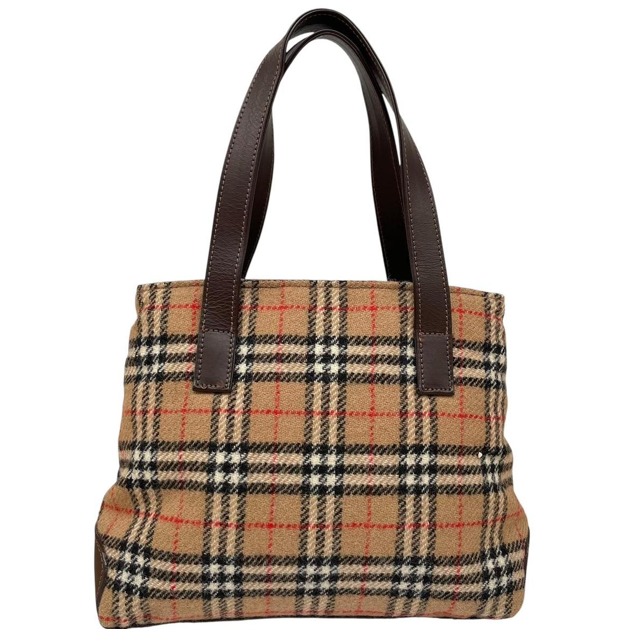 Vintage Burberry Tan and Brown Nova Check Wool Shoulder Bag