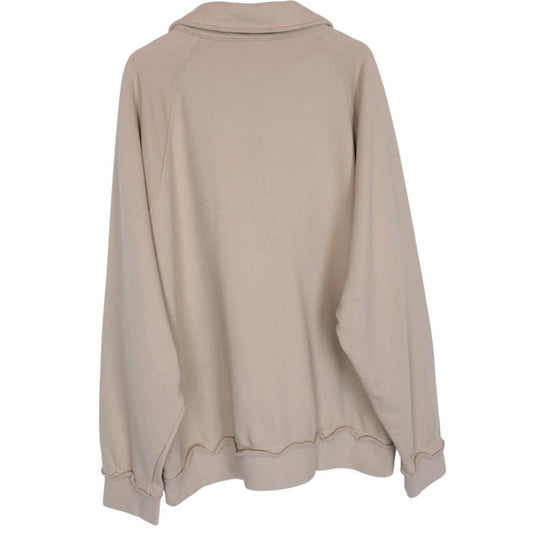 Miu Miu beige cotton polo sweatshirt with embroidered logo, oversized fit, brand new with tags.