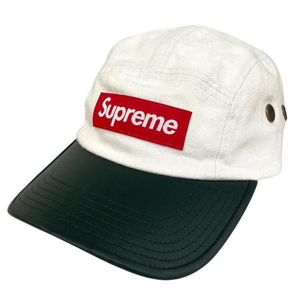 Supreme White and Green Denim 5 Panel Camp Baseball Cap