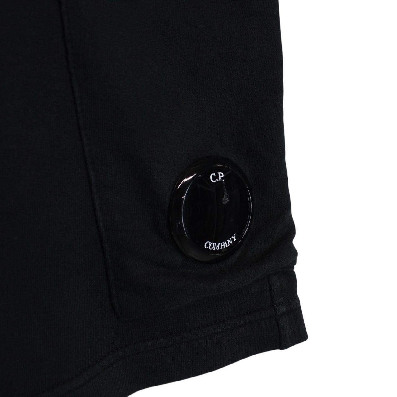 CP Company Black Cotton Micro Lens Fleece Jogger Shorts