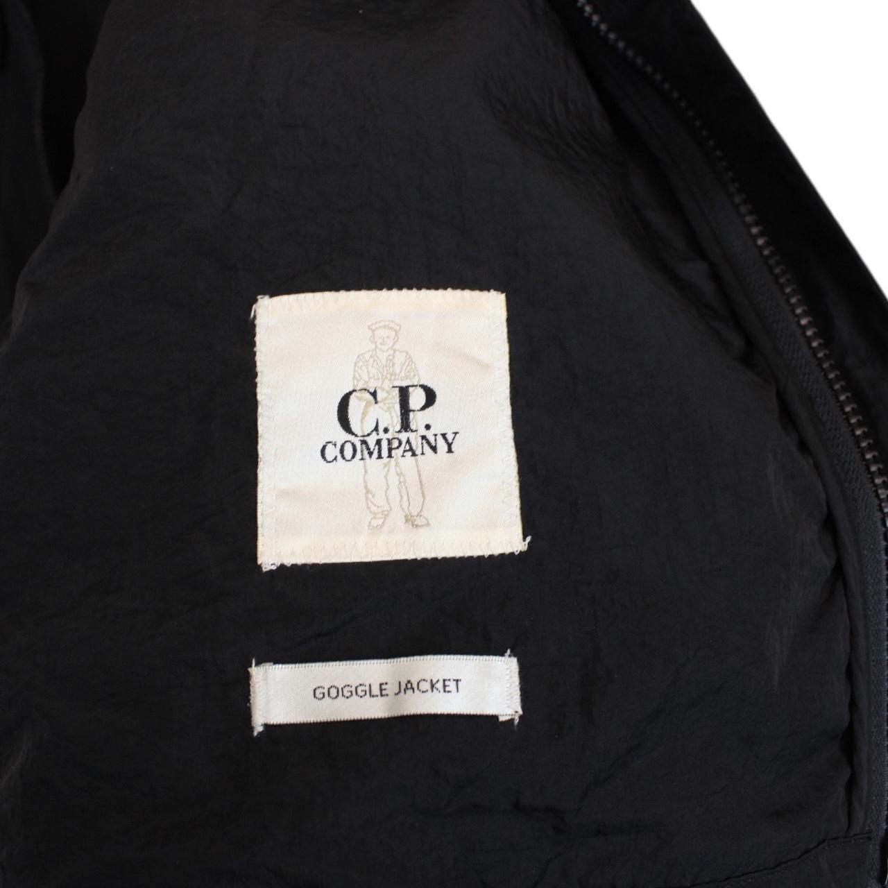 CP Company Black Full Zip Chrome Nylon Garment Dyed Goggle Jacket