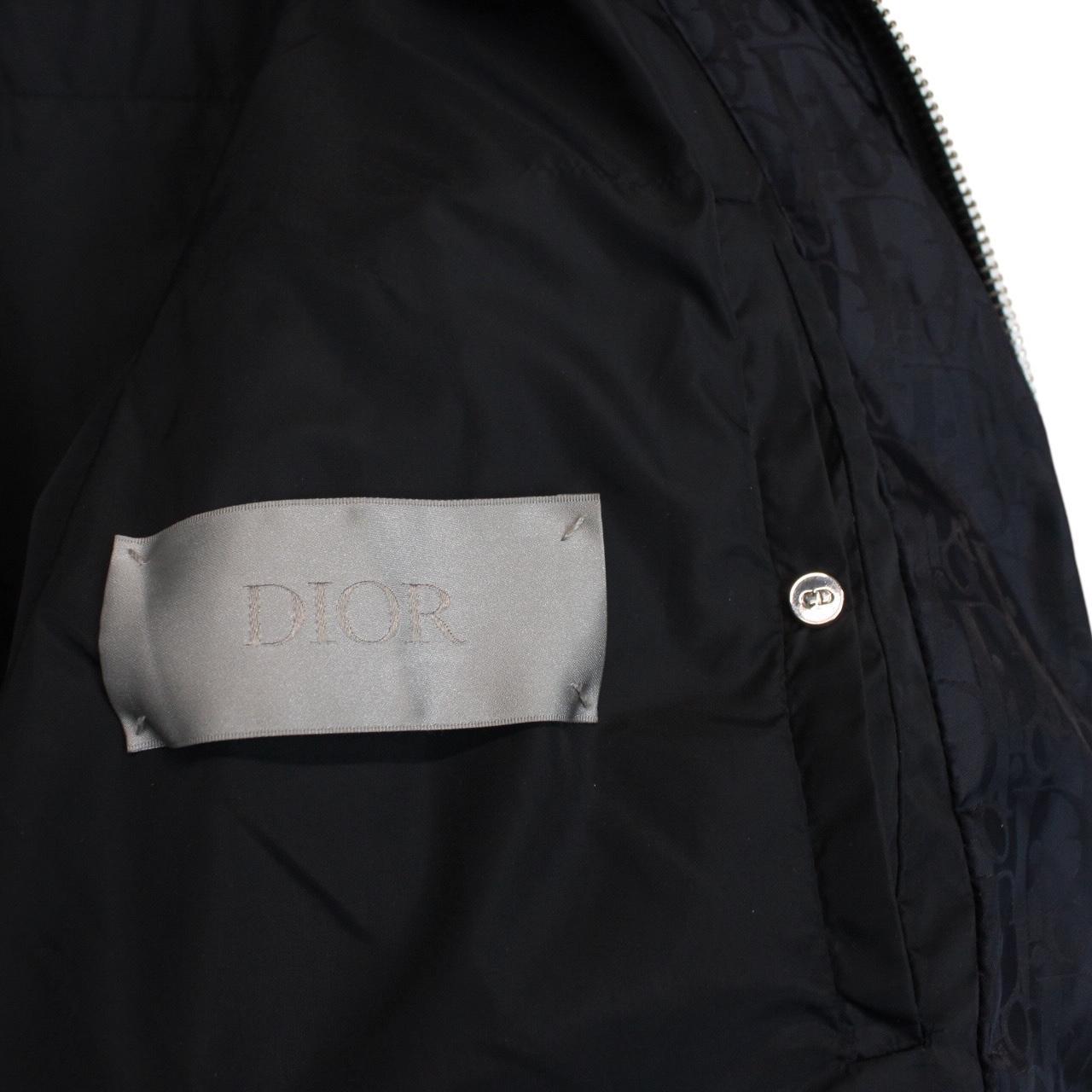 Dior Navy Blue Oblique Technical Full Zip Down Jacket