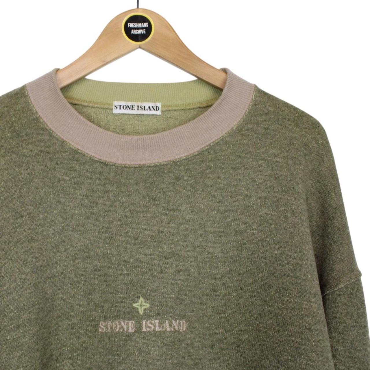 Vintage 1989 Stone Island Green Edge Badge Green Wool Blend Sweatshirt Jumper