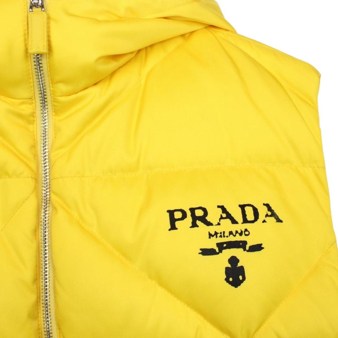 Prada Re-Nylon Yellow and Black Hooded Down Gilet / Bodywarmer