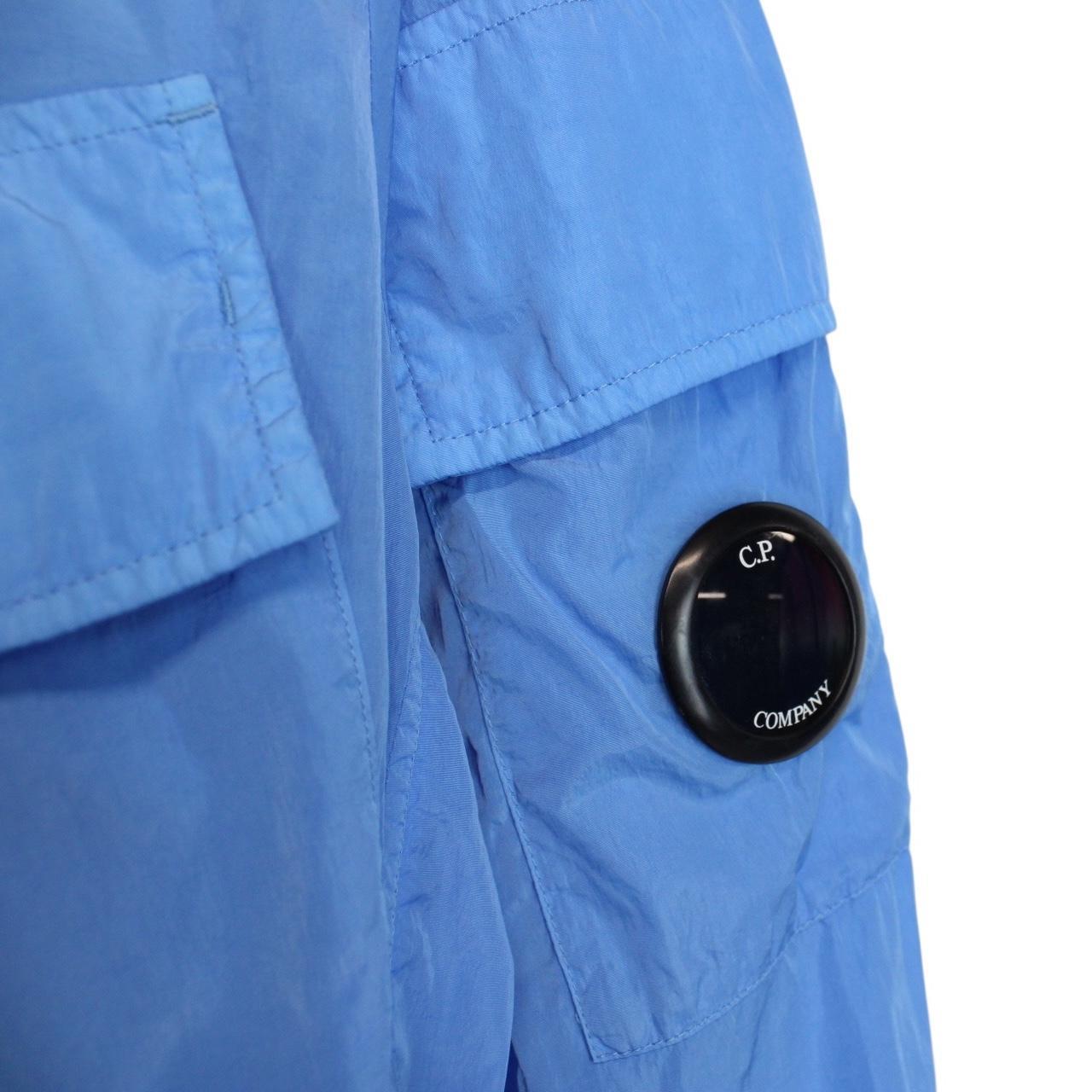 CP Company Blue Full Zip Chrome Nylon Garment Dyed Goggle Jacket
