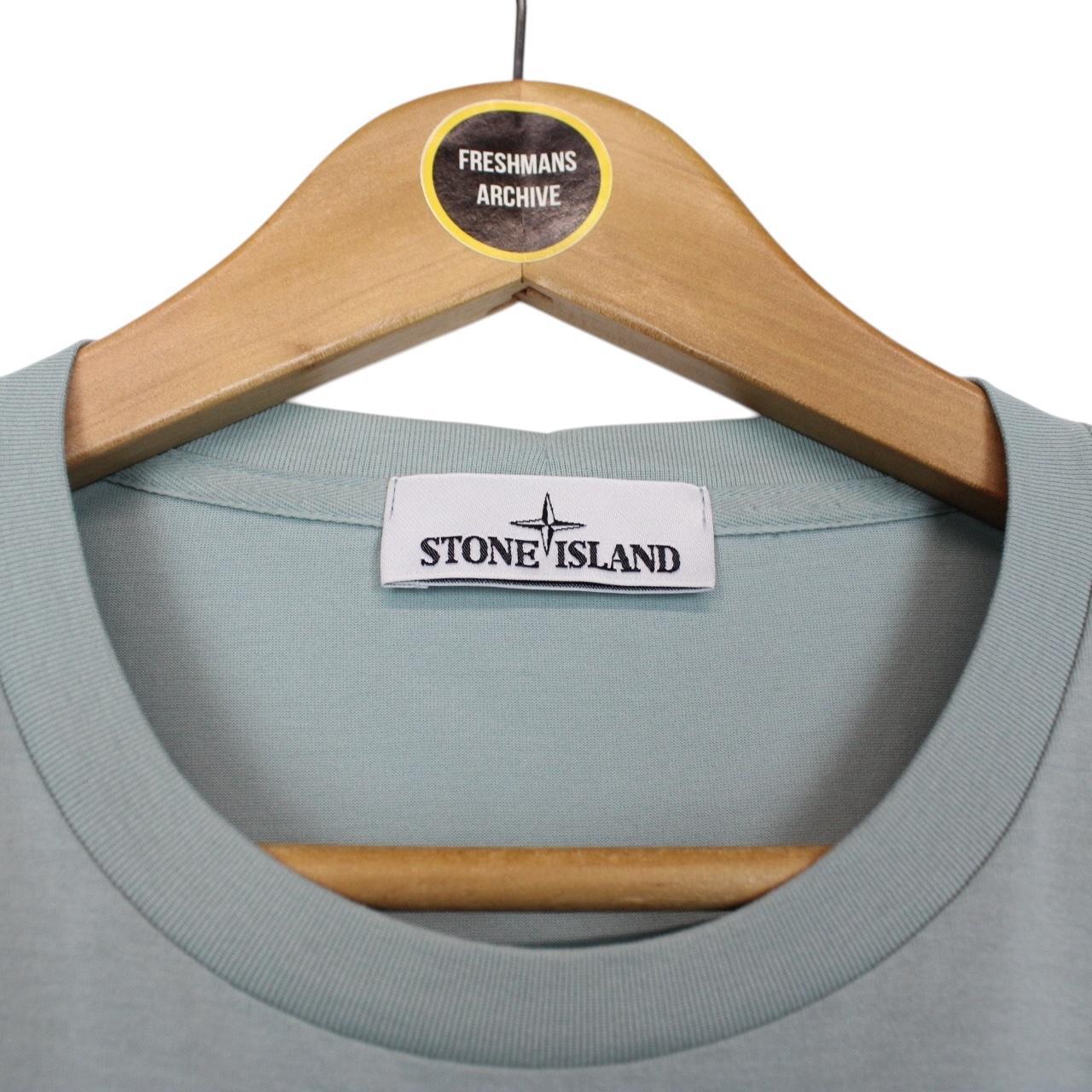 Stone Island Blue Long Sleeve Cotton Compass T-Shirt