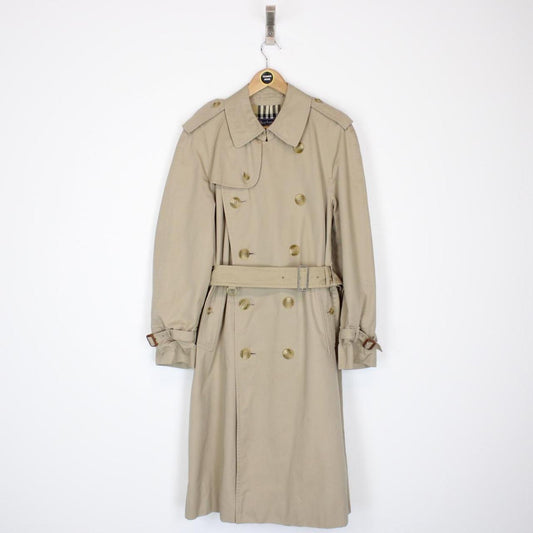 Vintage 90s Burberry Tan Brown Nova Check Double Breasted Belted Trench Coat