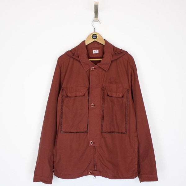 CP Company Burgundy Full Zip Flatt Nylon Goggle Overshirt Jacket