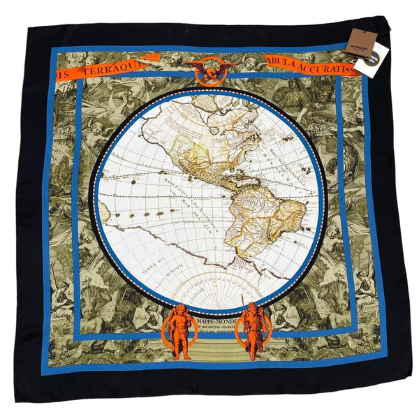 Burberry Multicoloured Society Map Silk Square Scarf