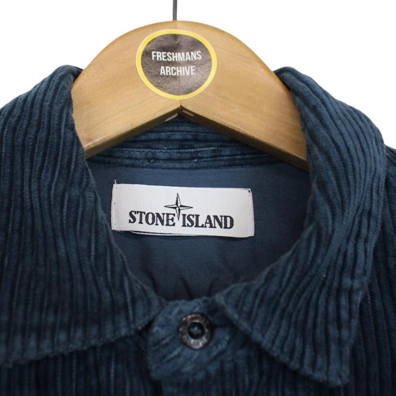Stone Island AW 2021 Navy Blue Long Sleeve Jumbo Corduroy Shirt