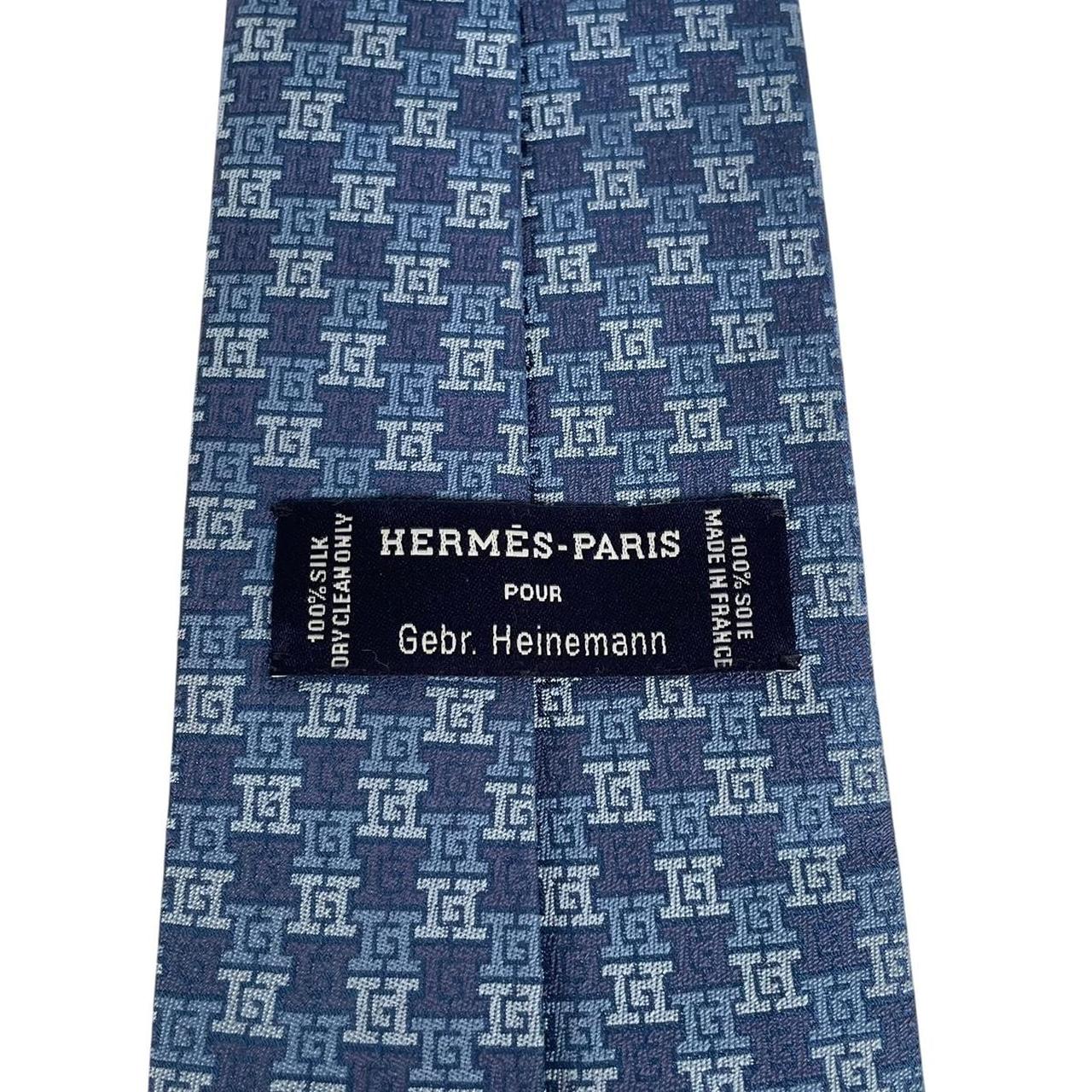 Hermes Paris Blue Monogram Silk Tie