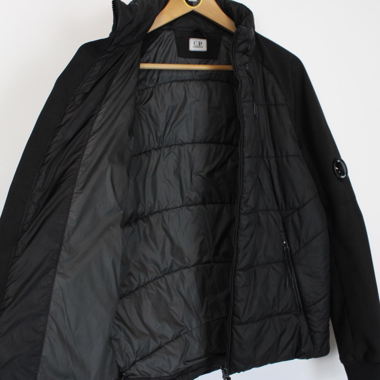 CP Company Black Quilted Hybrid Soft Shell Full Zip Lens Jacket