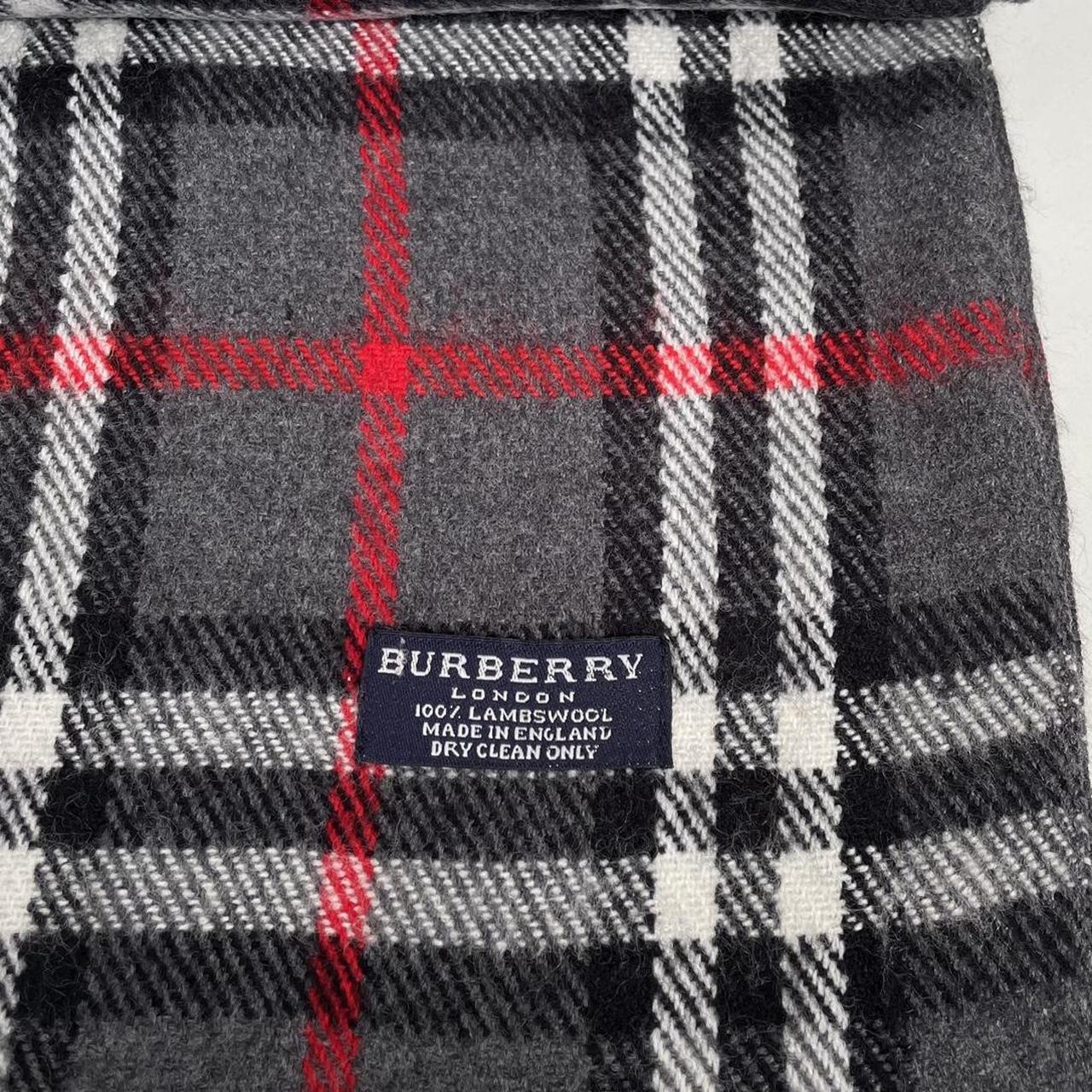 Vintage 90s Burberry Dark Grey Nova Check Lambswool Scarf