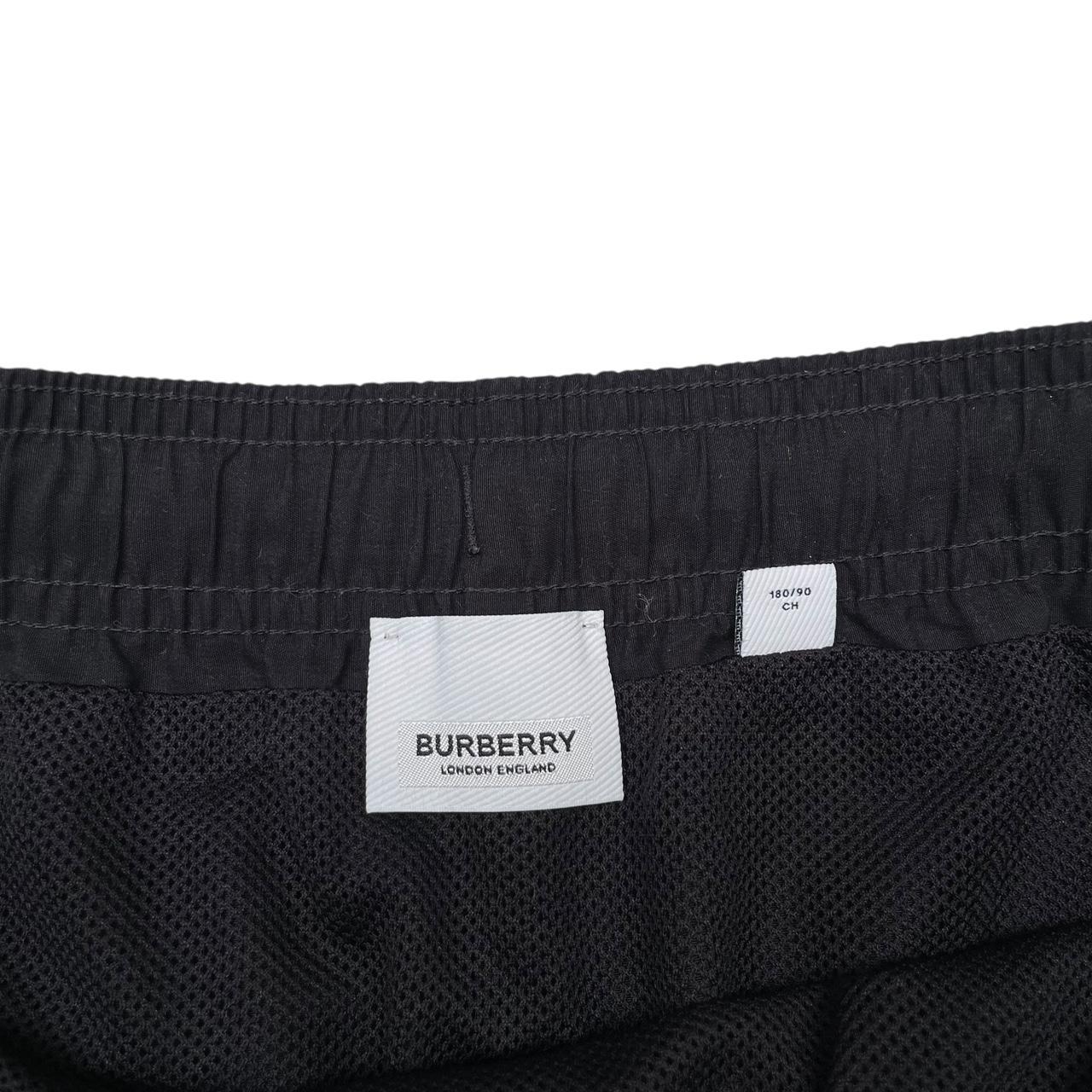 Burberry Black and White Logo Print Swim Shorts