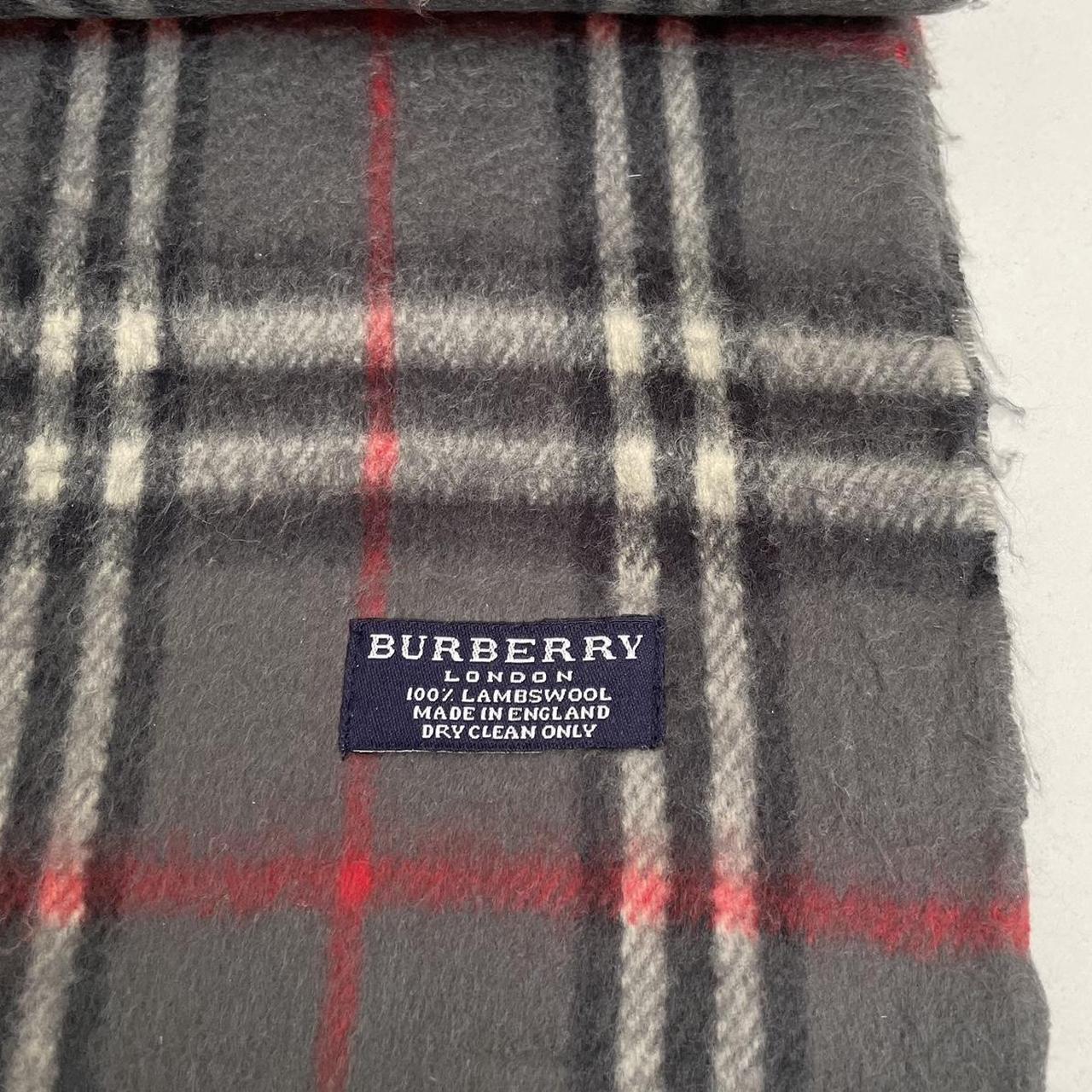Vintage 90s Burberry Grey Nova Check Lambswool Scarf
