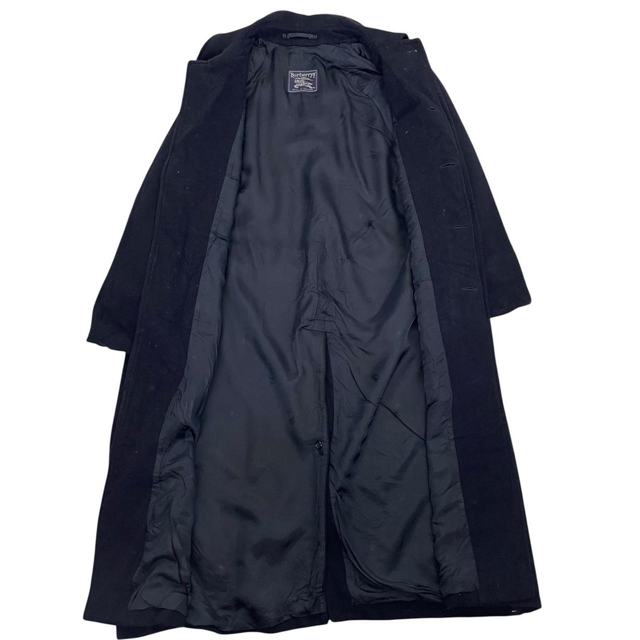 Vintage 90s Burberry Navy Blue Belted Wool Overcoat
