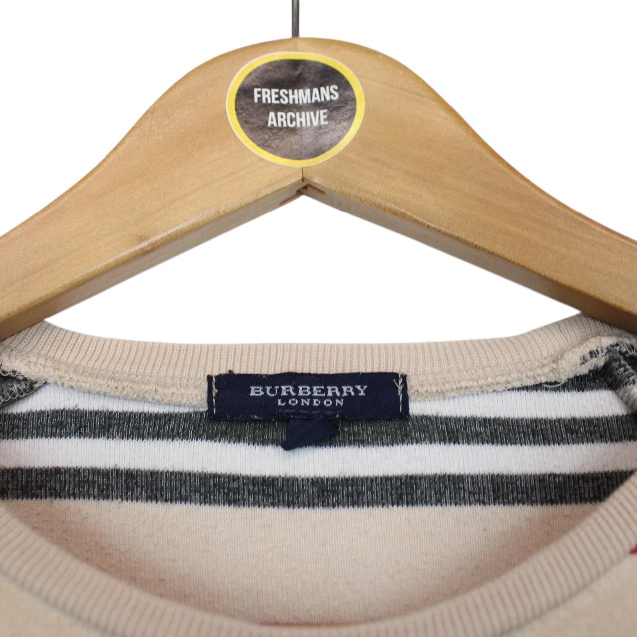 Burberry London Beige Nova Stripe Velour Cotton Jumper