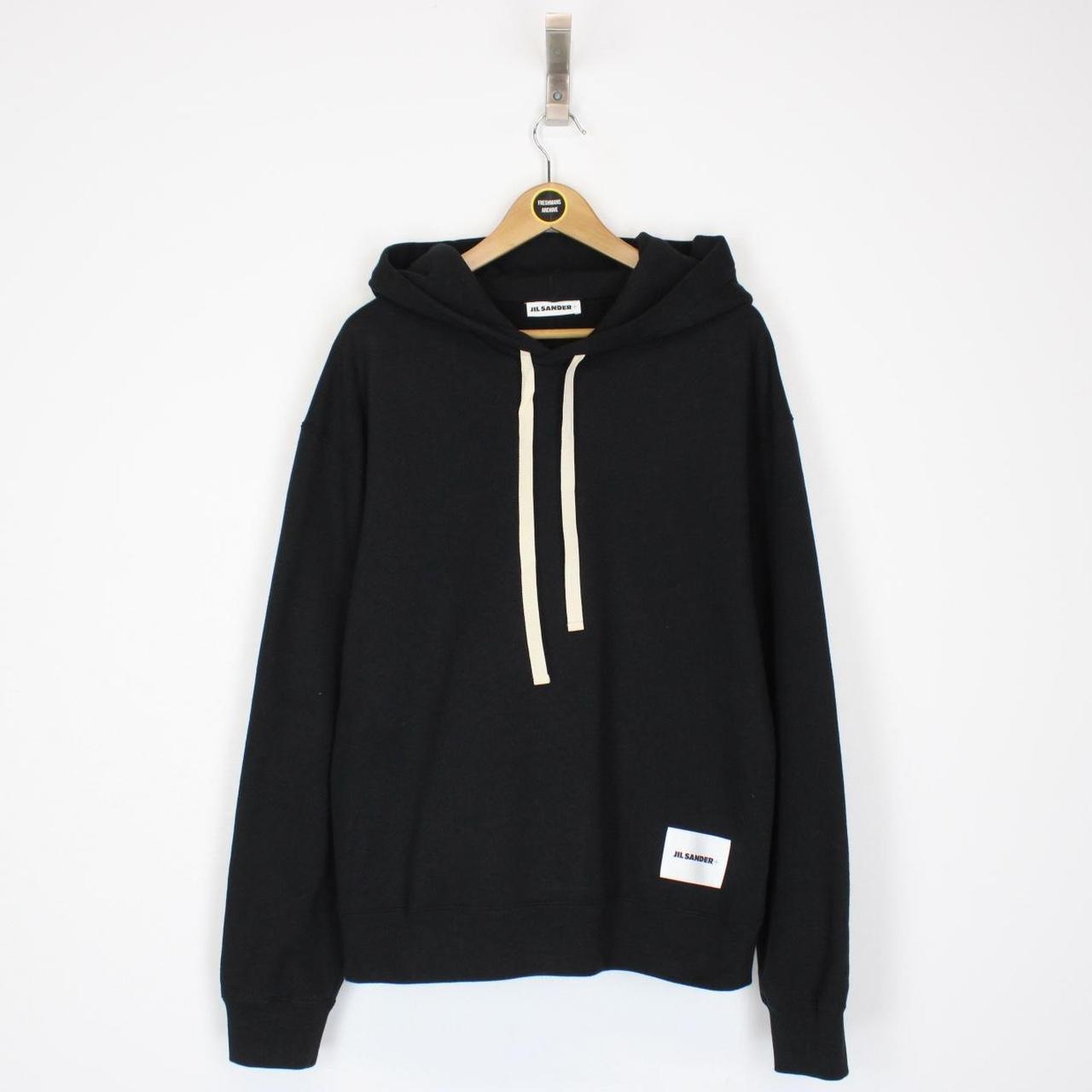 Jil Sander Black and White Logo Patch Pullover Hoodie Jumper
