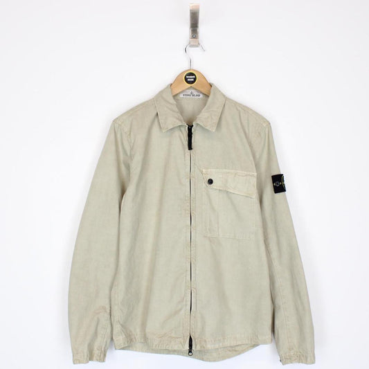 Stone Island SS 2024 Beige Full Zip Cotton Overshirt Jacket