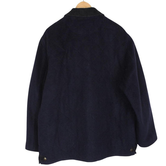 Vintage 90s Burberry Navy Blue Wool Blend Quilted Coat