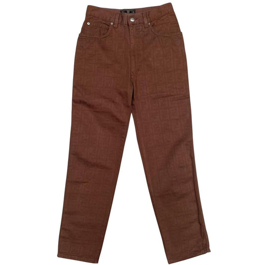 Vintage 90s Fendi Brown Zucca Monogram High Waisted Trousers