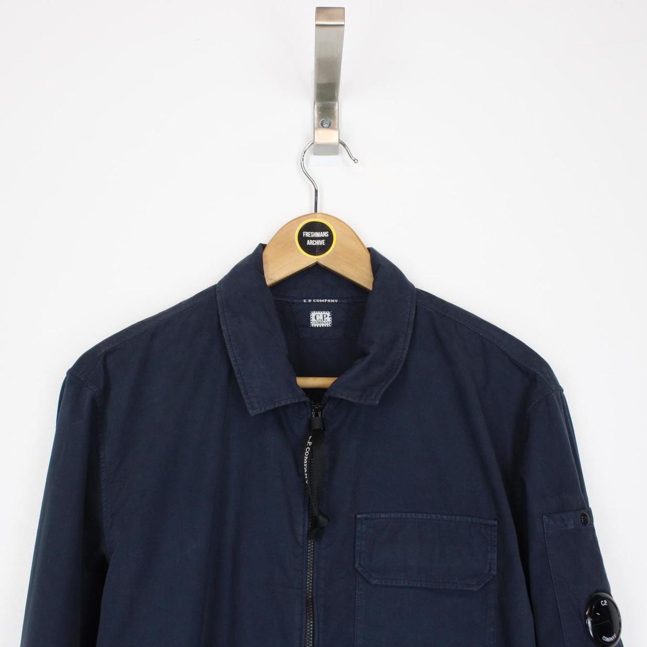 CP Company Navy Blue Full Zip Cotton Lens Overshirt