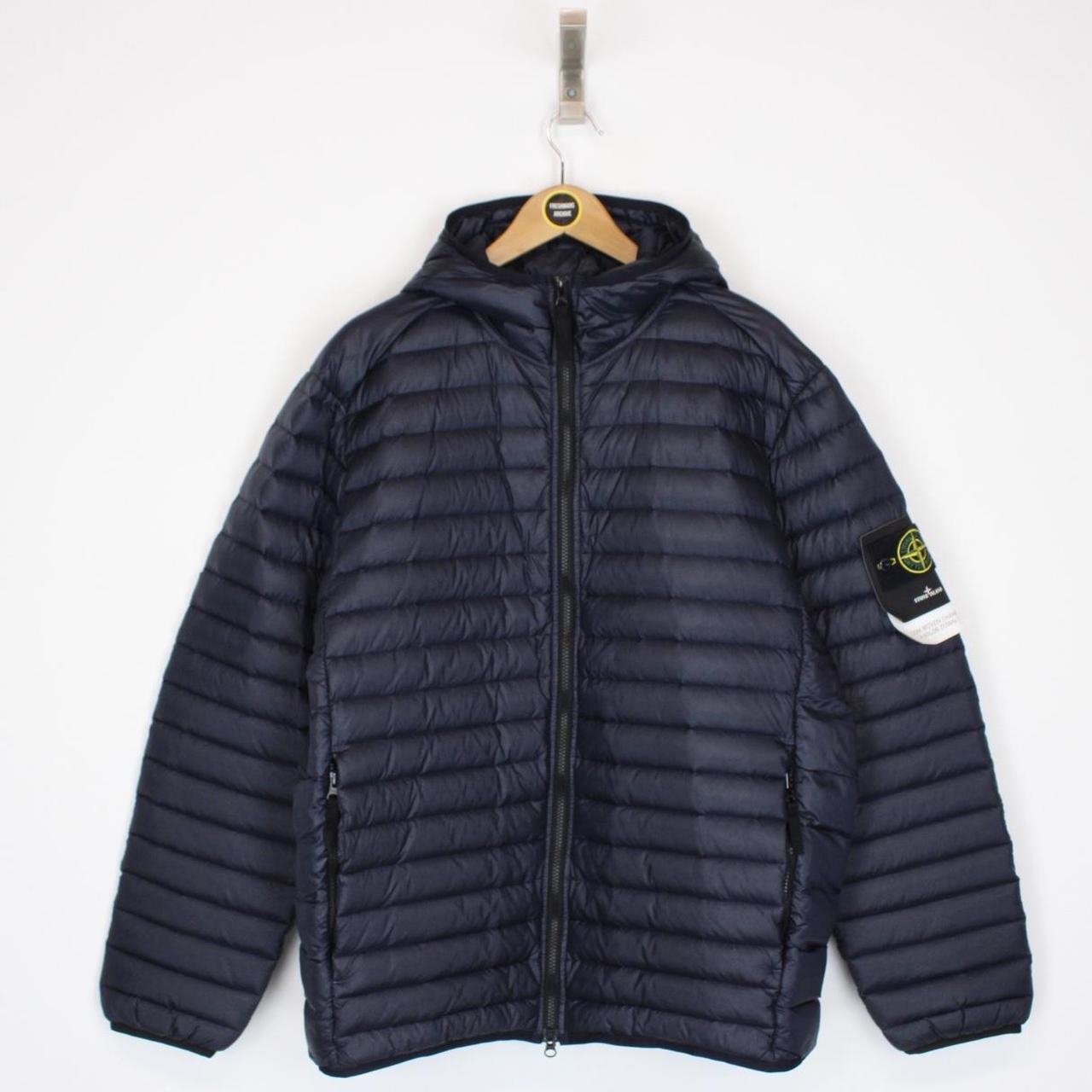 Stone Island AW 2022 Loom Woven Chambers R-Nylon Navy Blue Down Jacket