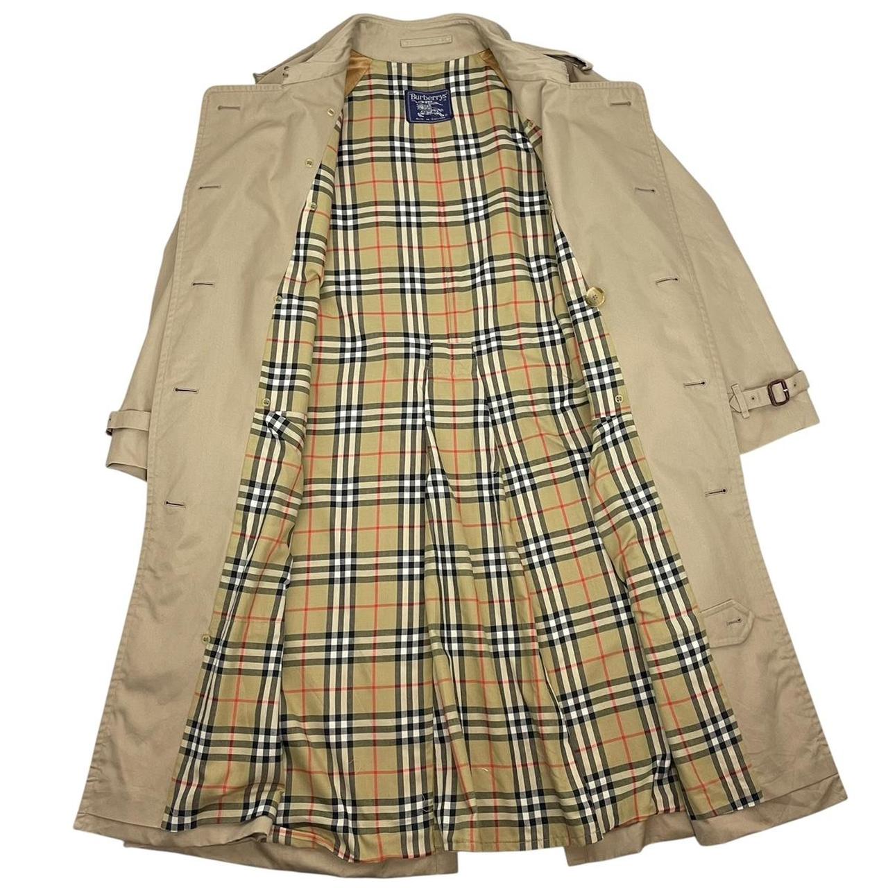 Vintage 90s Burberry Tan Brown Nova Check Double Breasted Belted Trench Coat