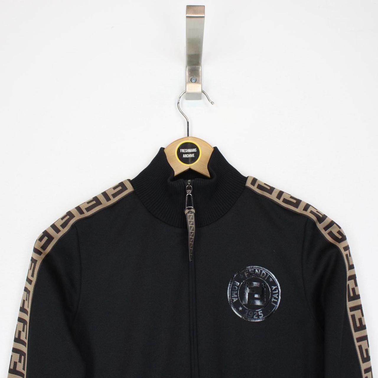 Fendi Black and Brown Zucca Monogram Full Zip Track Jacket