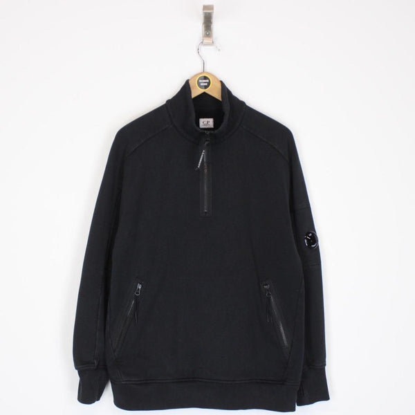 CP Company Black 1/4 Zip Lens Sweatshirt Jumper