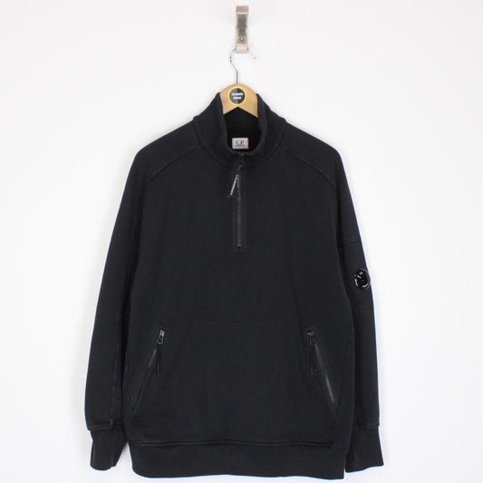 CP Company Black 1/4 Zip Lens Sweatshirt Jumper