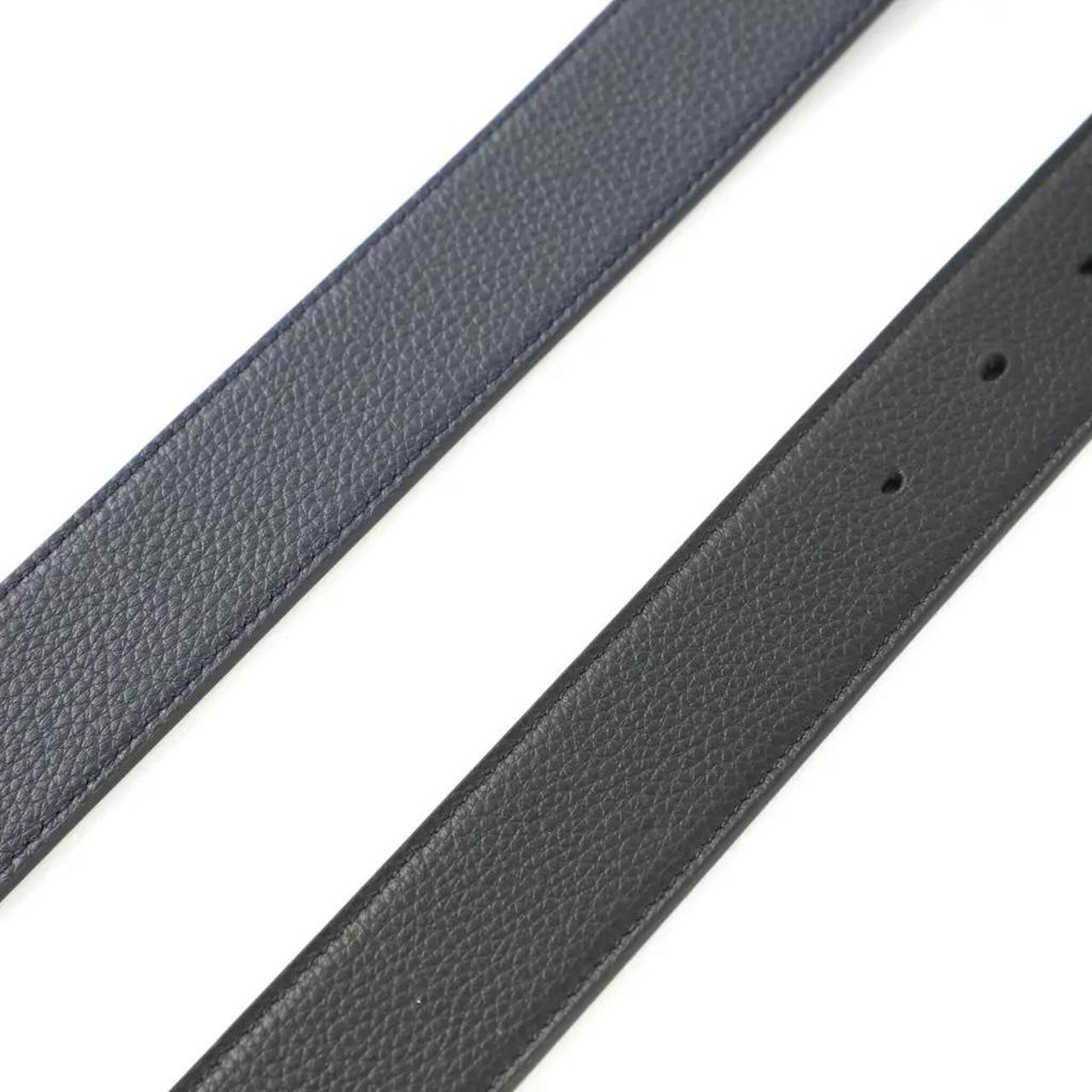 Dior Black and Navy Blue CD Logo Reversible Leather Belt