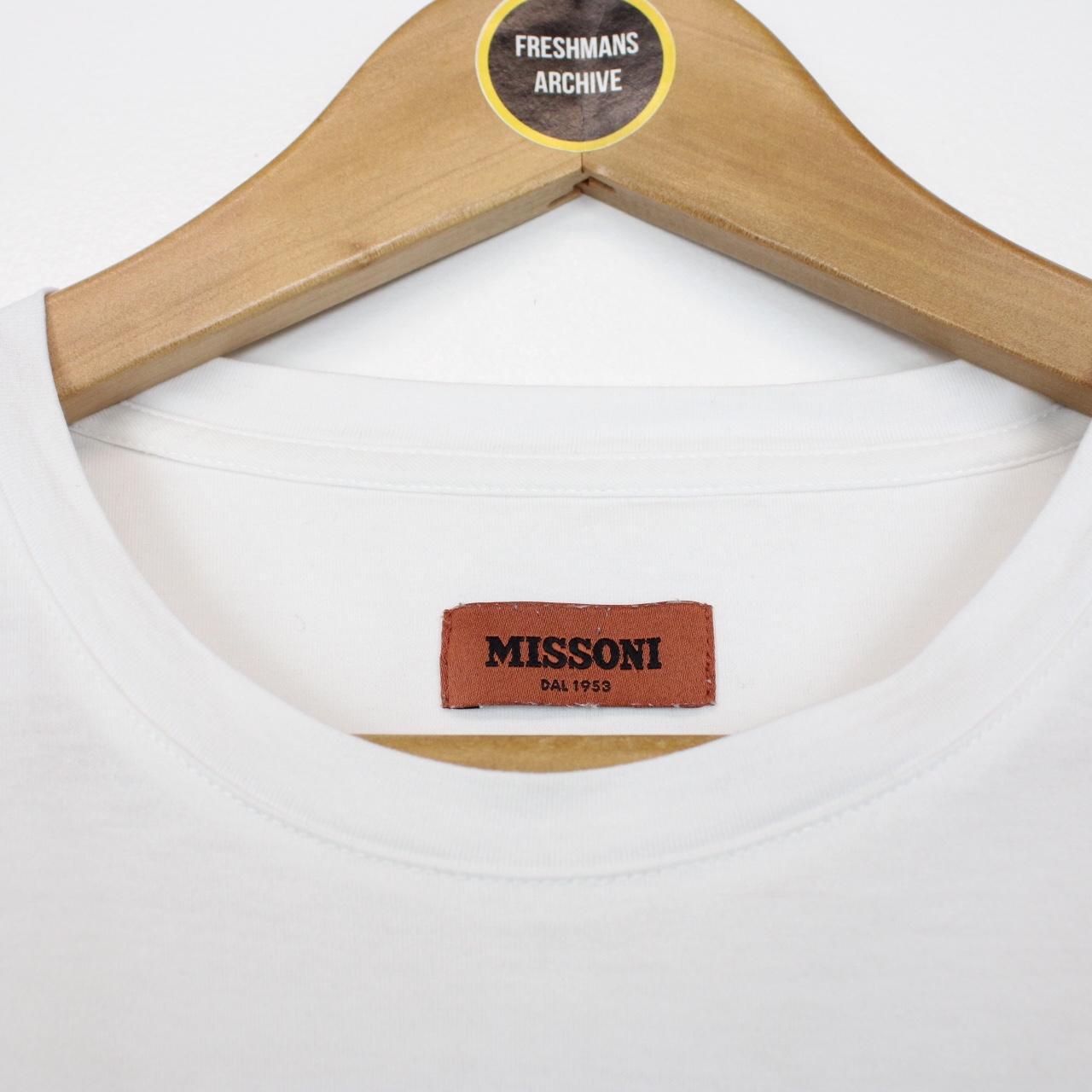 Missoni White and Multicoloured Logo Print Short Sleeve Cotton T-Shirt