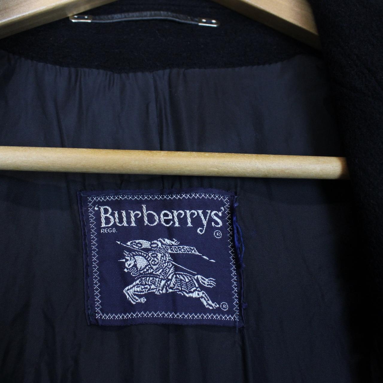 Vintage 90s Burberry Navy Blue Wool Coat