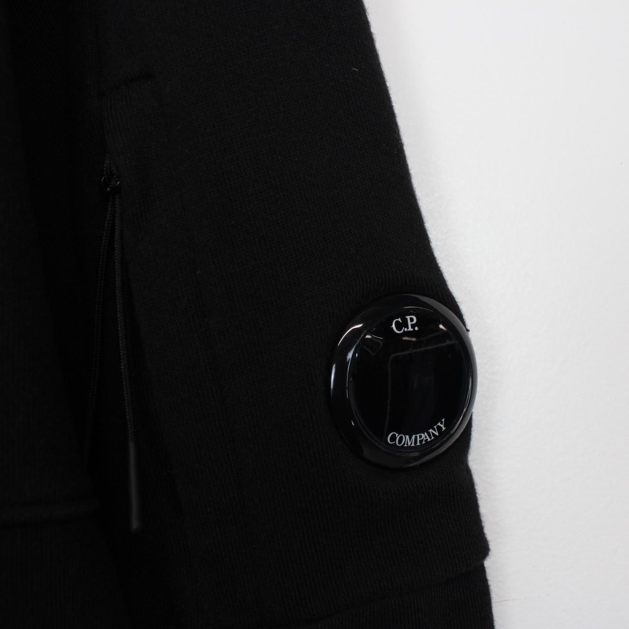 CP Company Black Diagonal Fleece Cotton Hoodie Jumper