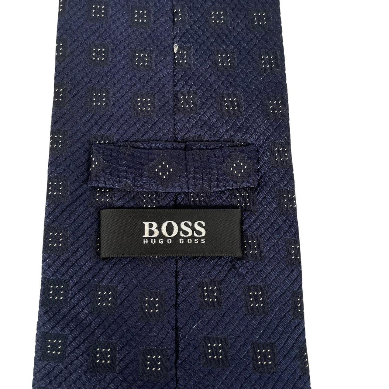 Hugo Boss Navy Blue and Black Silk Tie
