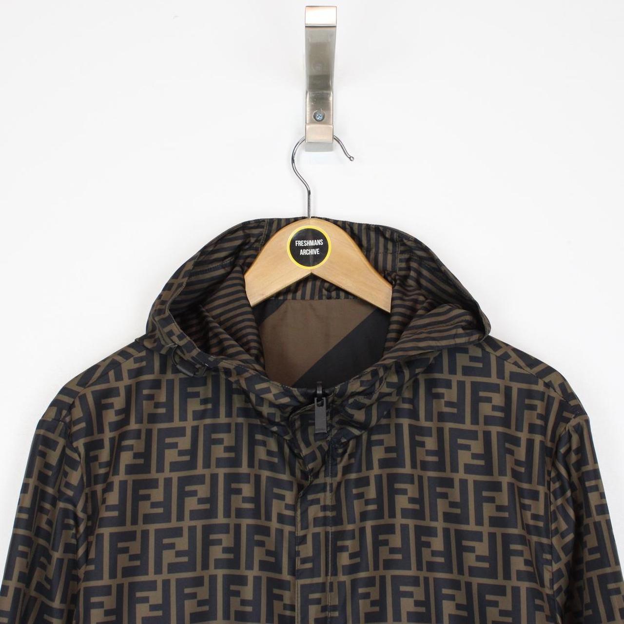 Fendi Brown and Black Zucca Monogram Reversible Windbreaker Jacket