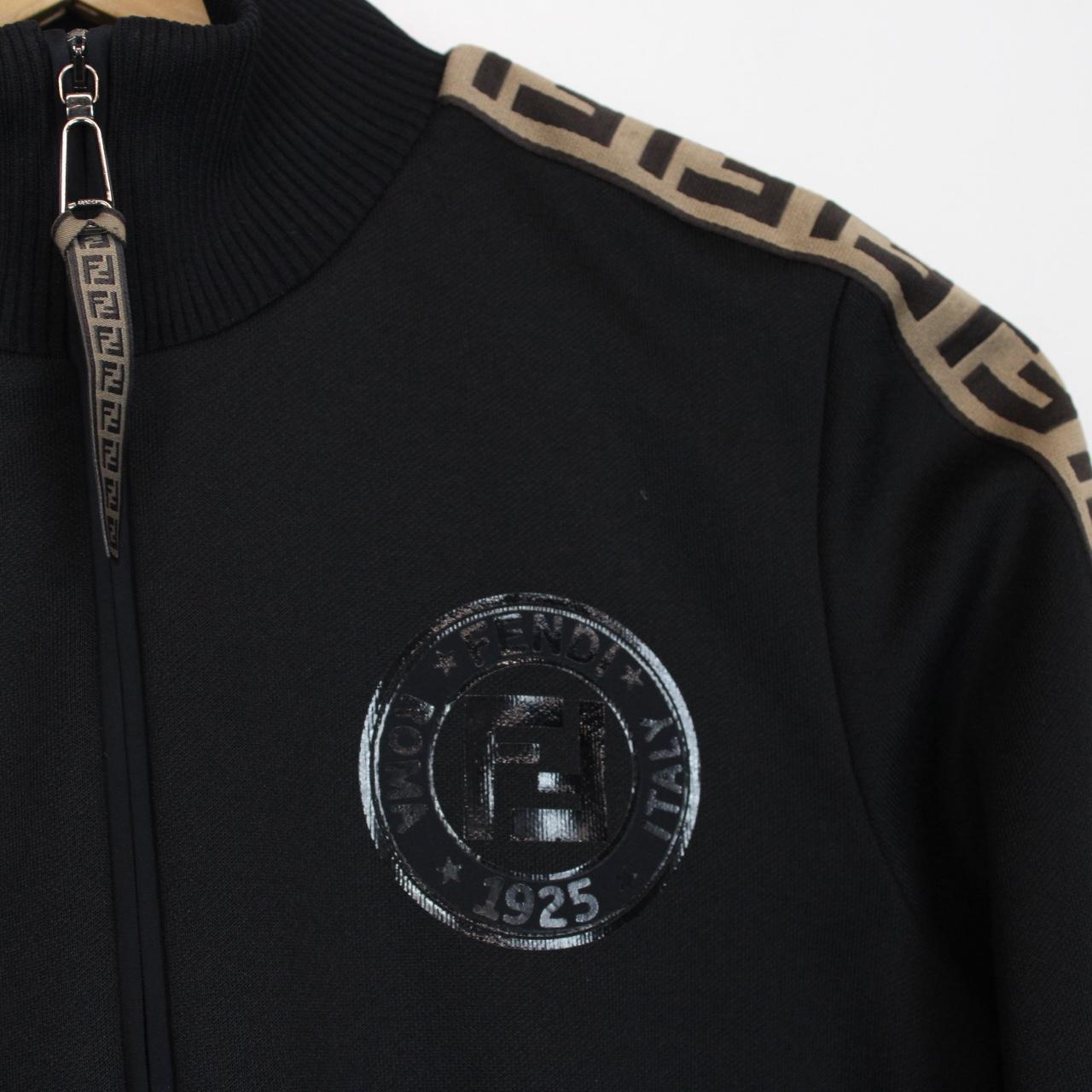 Fendi Black and Brown Zucca Monogram Full Zip Track Jacket