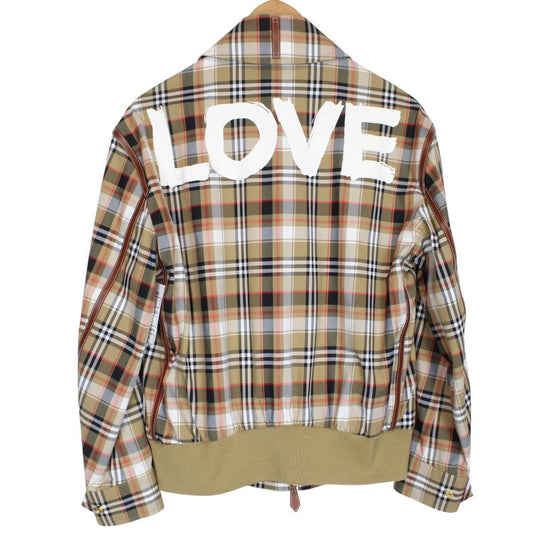 Burberry Love Print Beige Vintage Check Full Zip Harrington Jacket
