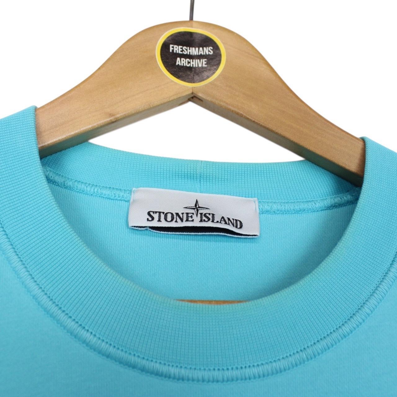 Stone Island Aqua Blue Cotton Sweatshirt Jumper