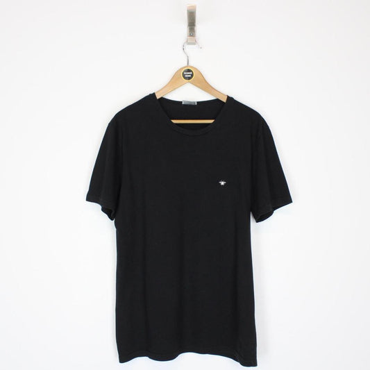 Christian Dior Black Bee Chest Logo Short Sleeve Cotton T-Shirt